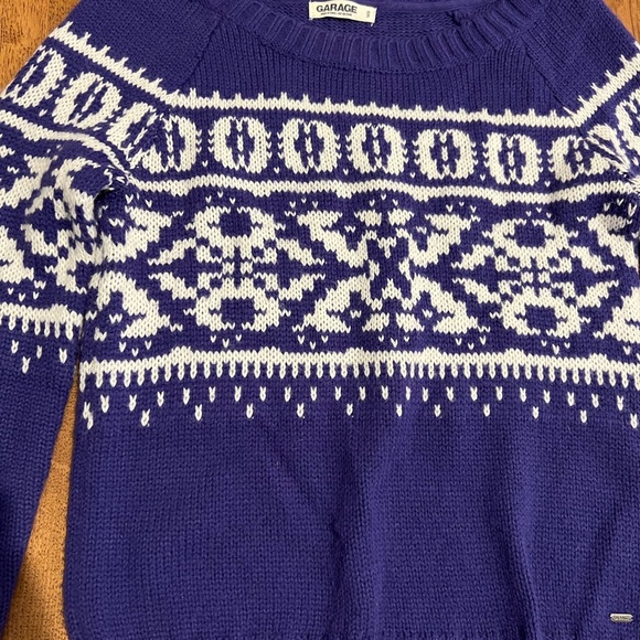 Garage Purple & White Snowflake Cable Knit Sweater - Picture 3 of 6